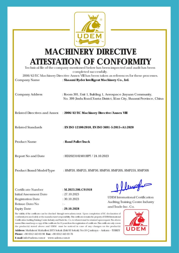 hand pallet truck CE certificate